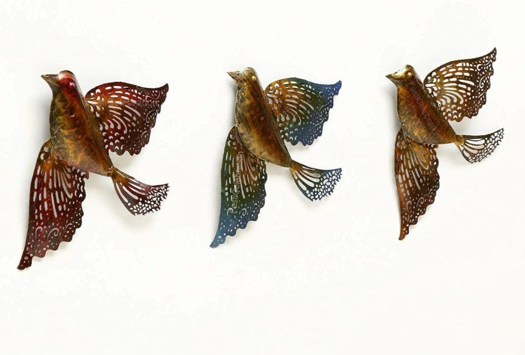 Handcrafted Metal Flying Birds Wall Art – Set of 3 Decorative Wall Hangings