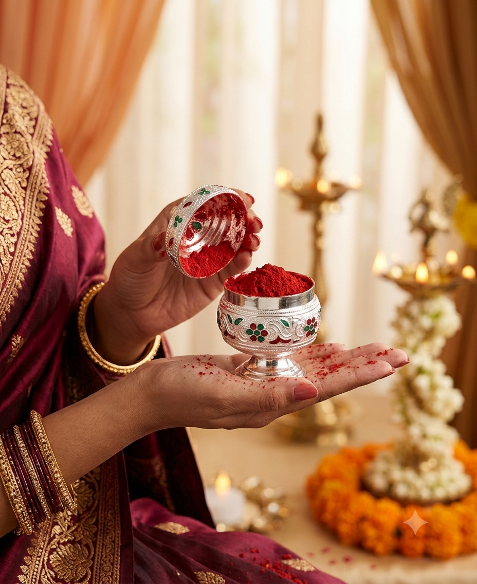 Traditional Silver-Plated Meenakari Sindoor / Kumkum Box – Floral Design