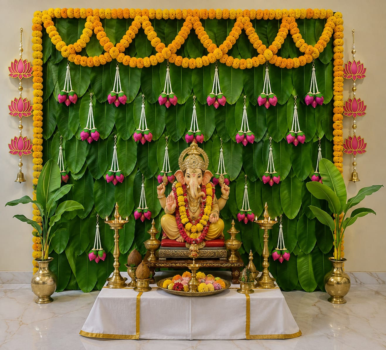 Ganesha Pooja Decor Setup For Rent | Indian Festive Decor |