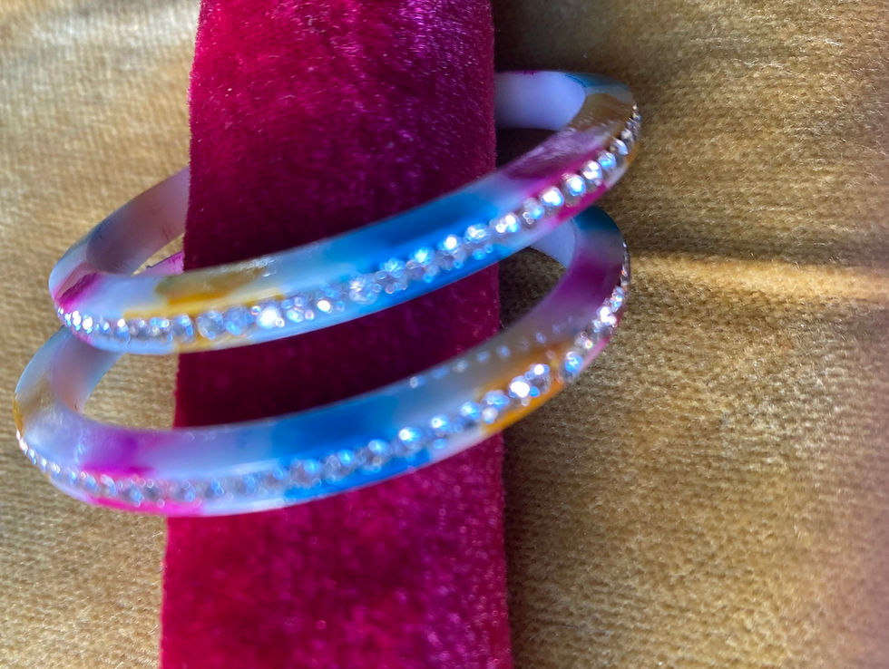 Thumbnail: Handmade Multicolor Kada/Bangles Set with Diamond Stone Work
