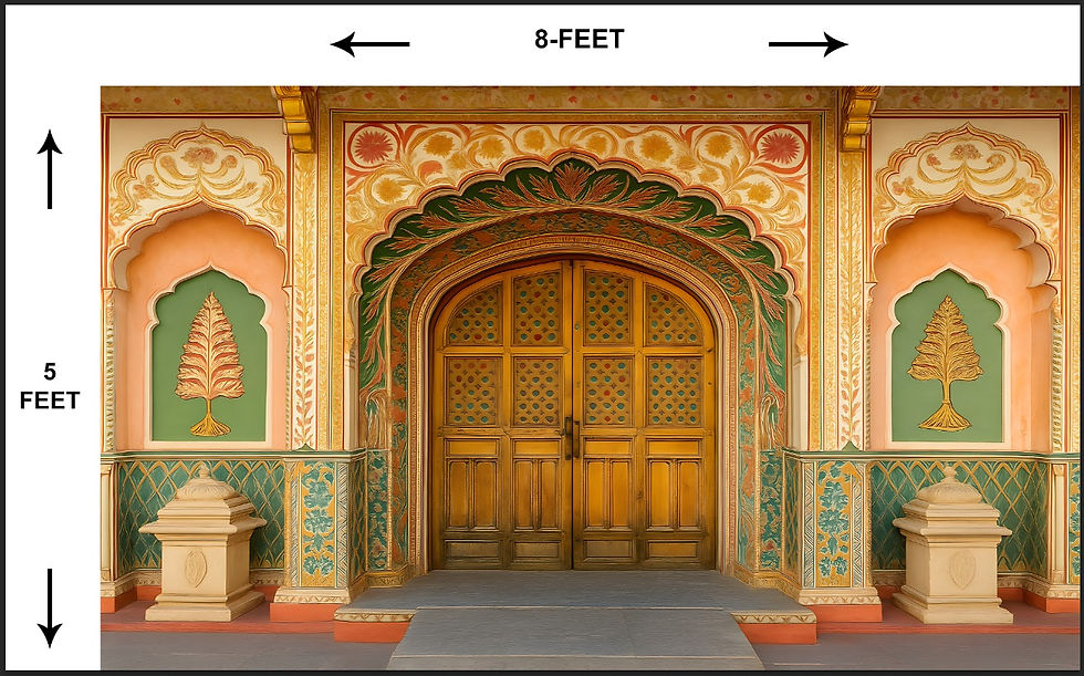 Royal Haveli Entrance Door Backdrop 8x5 Ft| Festive Event Photo Booth Background