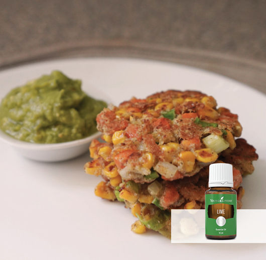 Sweet Potato Corn Fritter Recipe with Black Pepper and Lime Essential Oil