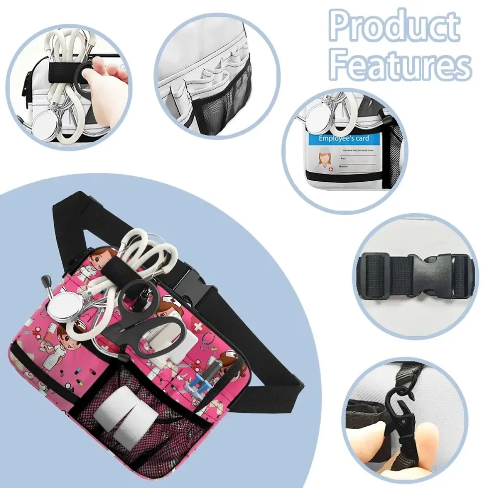 Thumbnail: Gradient Cute Cartoon Nurse Waist Bag Portable Adjustable