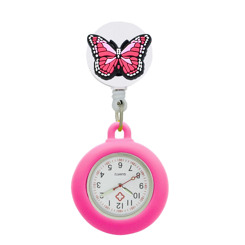Thumbnail: YIJIA  Lovely Butterfly Retractable Badge Reel Pocket Nurse Watch 