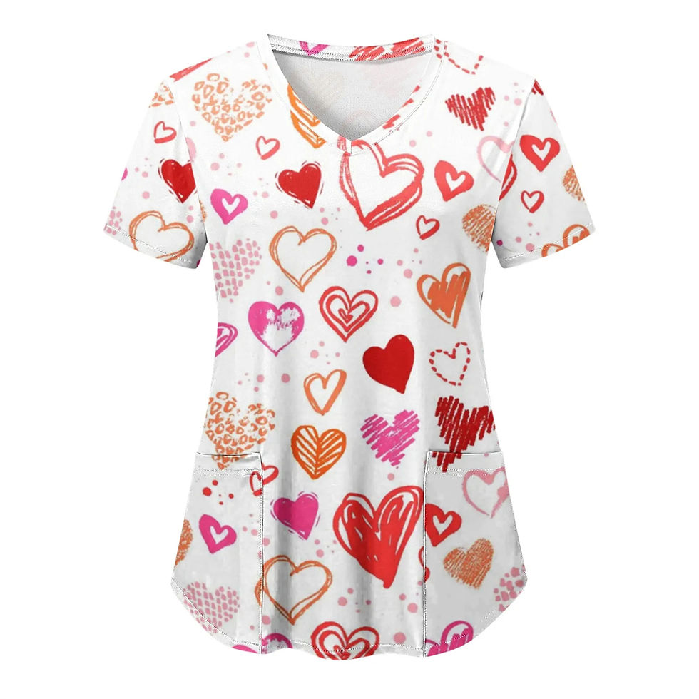 Thumbnail: Love Print Scrubs Medical Uniforms 