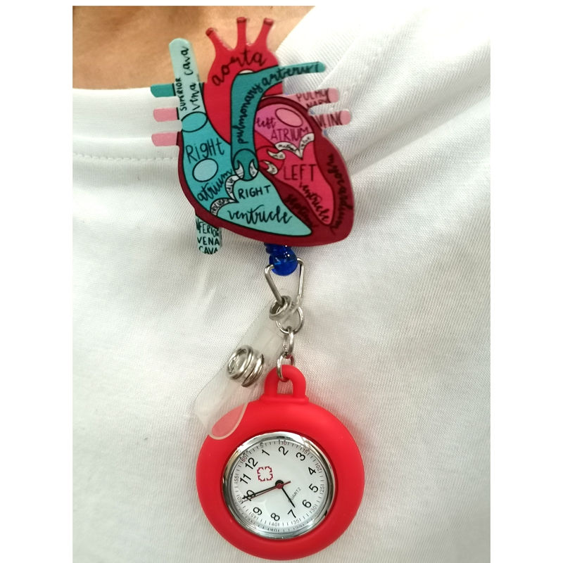 Thumbnail: New Acrylic Hospital Anatomical Heart Diagram Badge Reel Lovely Nurse 