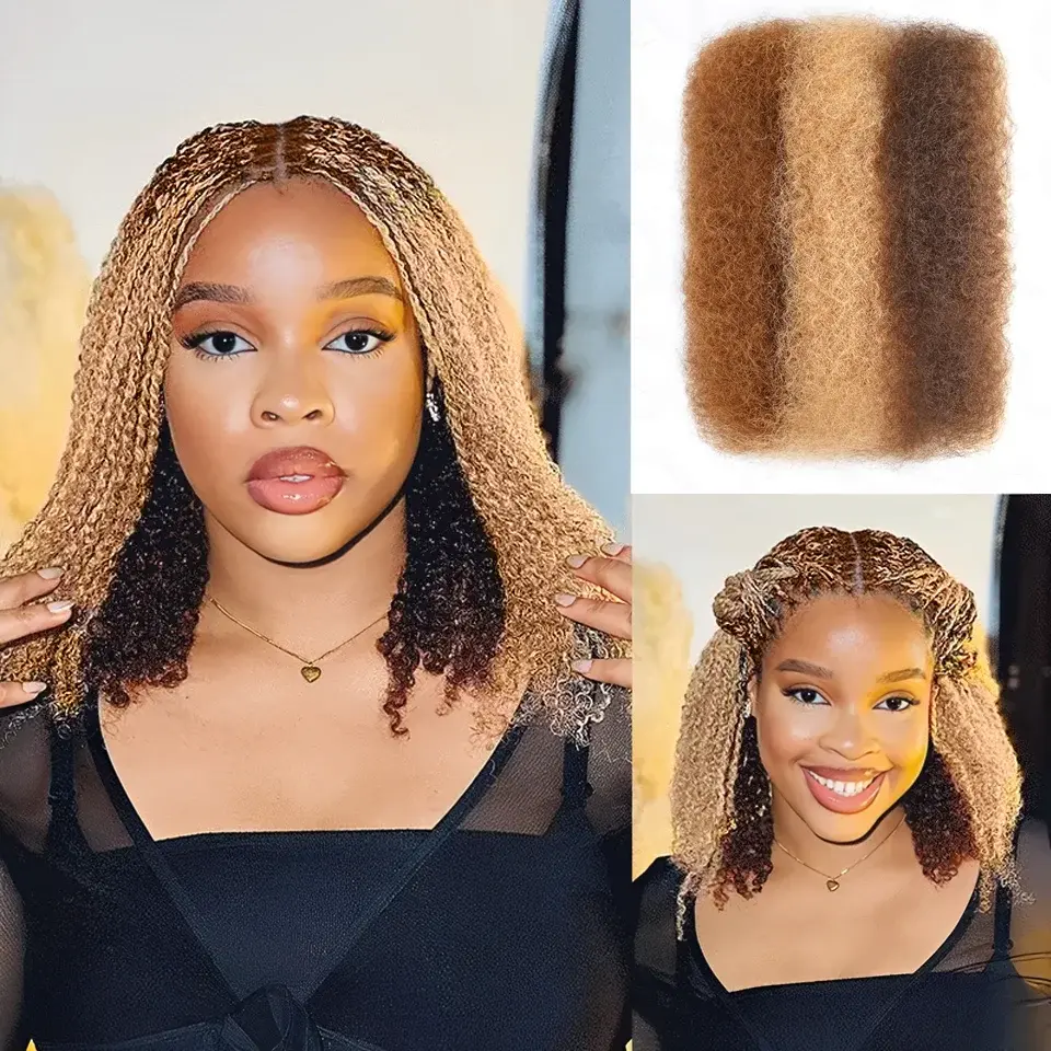 Thumbnail: QVR Afro Kinky Bulk Hair No Attachment 50g Afro Curly Bulk 100% Human Hair