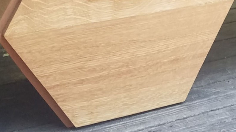 Thumbnail: white oak custom honeycomb shelving design for bottle display