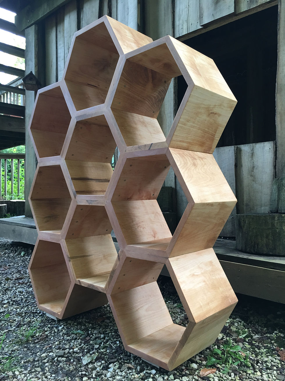 Thumbnail: honeycomb dresser in solid maple hardwood with drawer faces in varied hardwoods