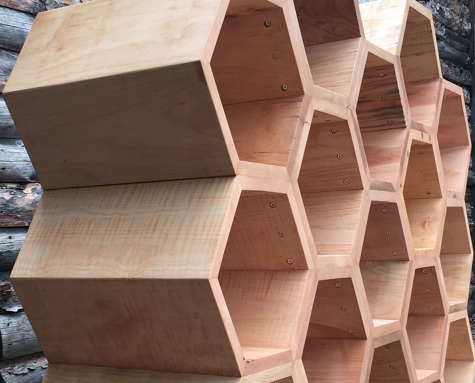 Thumbnail: custom hexagon in maple hardwood for mounting on hairpin legs
