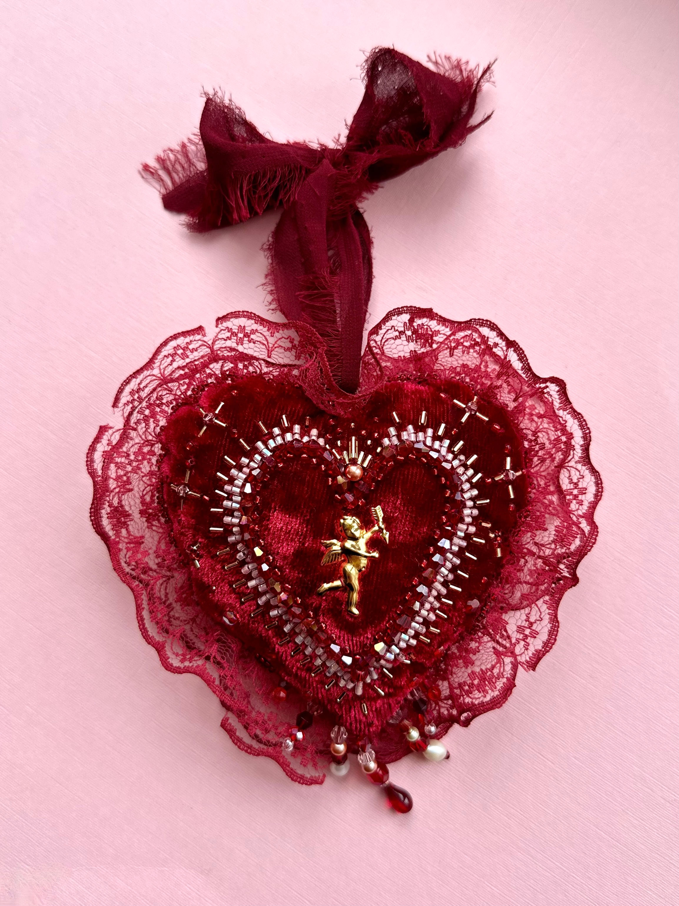 Embroidered Love Token - Red