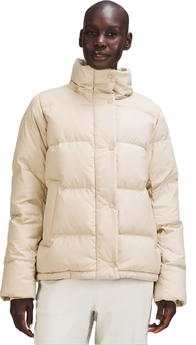 best short winter coat puffer white