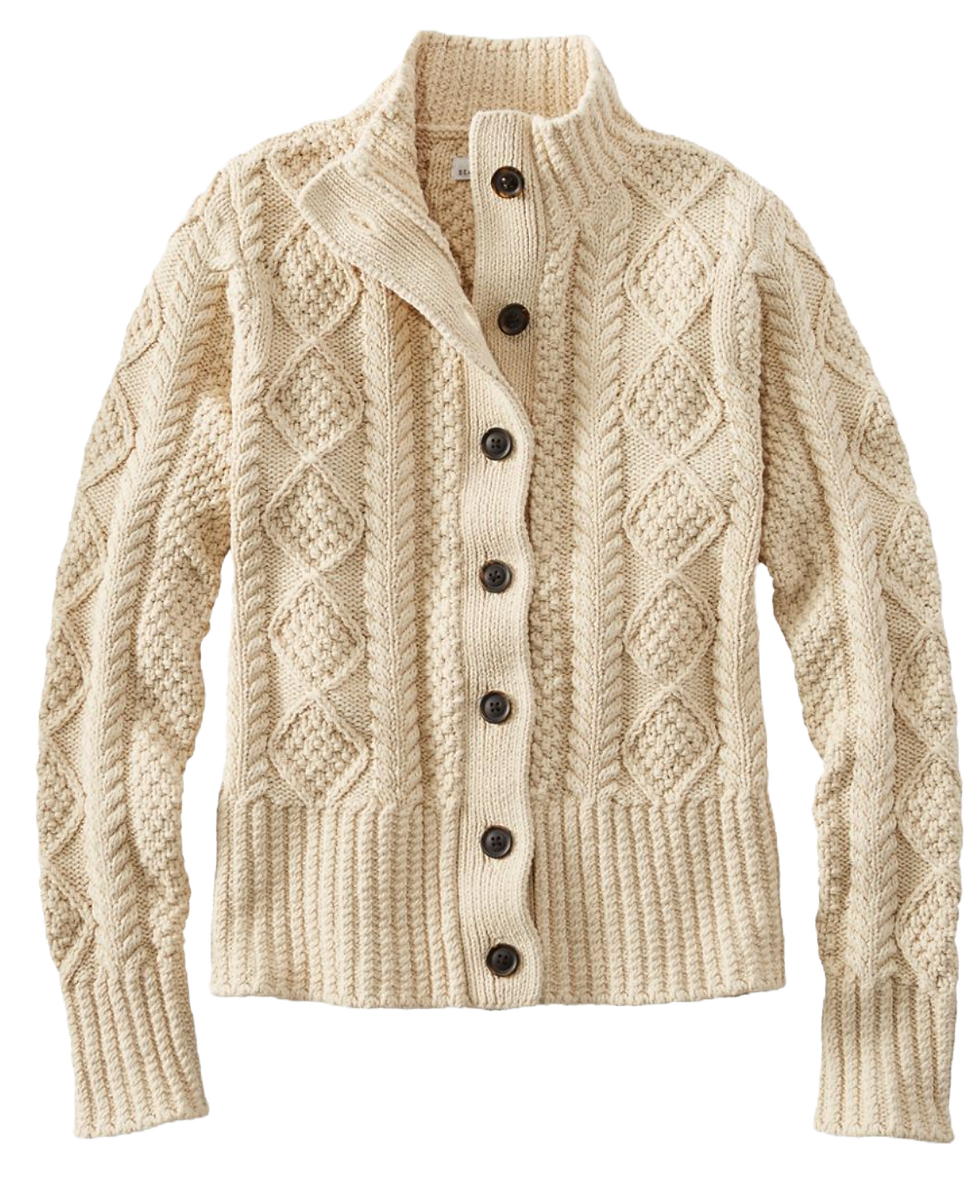 L.L. Bean Fisherman Sweater Cardigan Button Front 2025 fisherman aesthetic