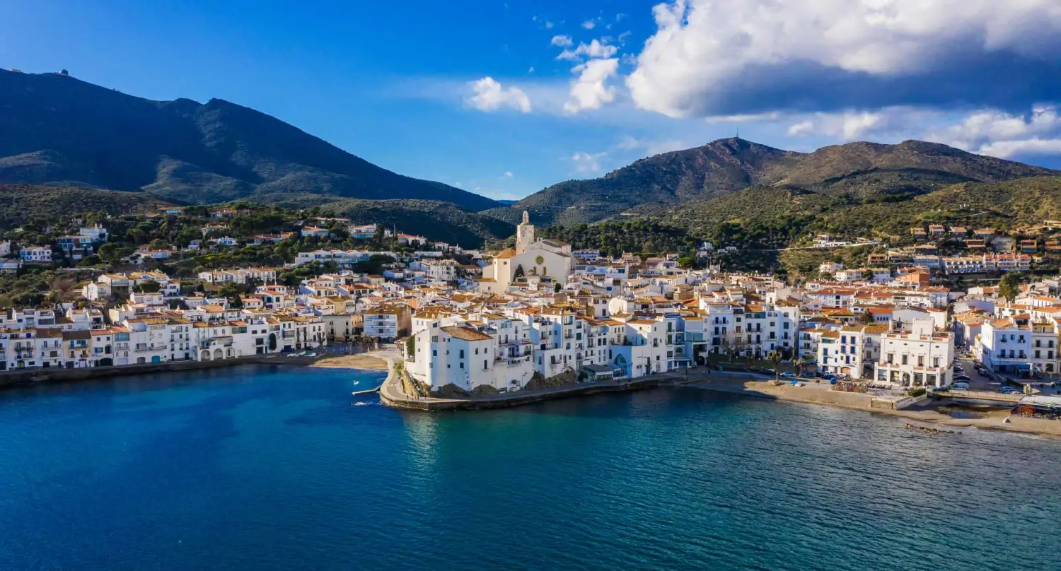 White washed village on the Mediterranean coast in Catalunya