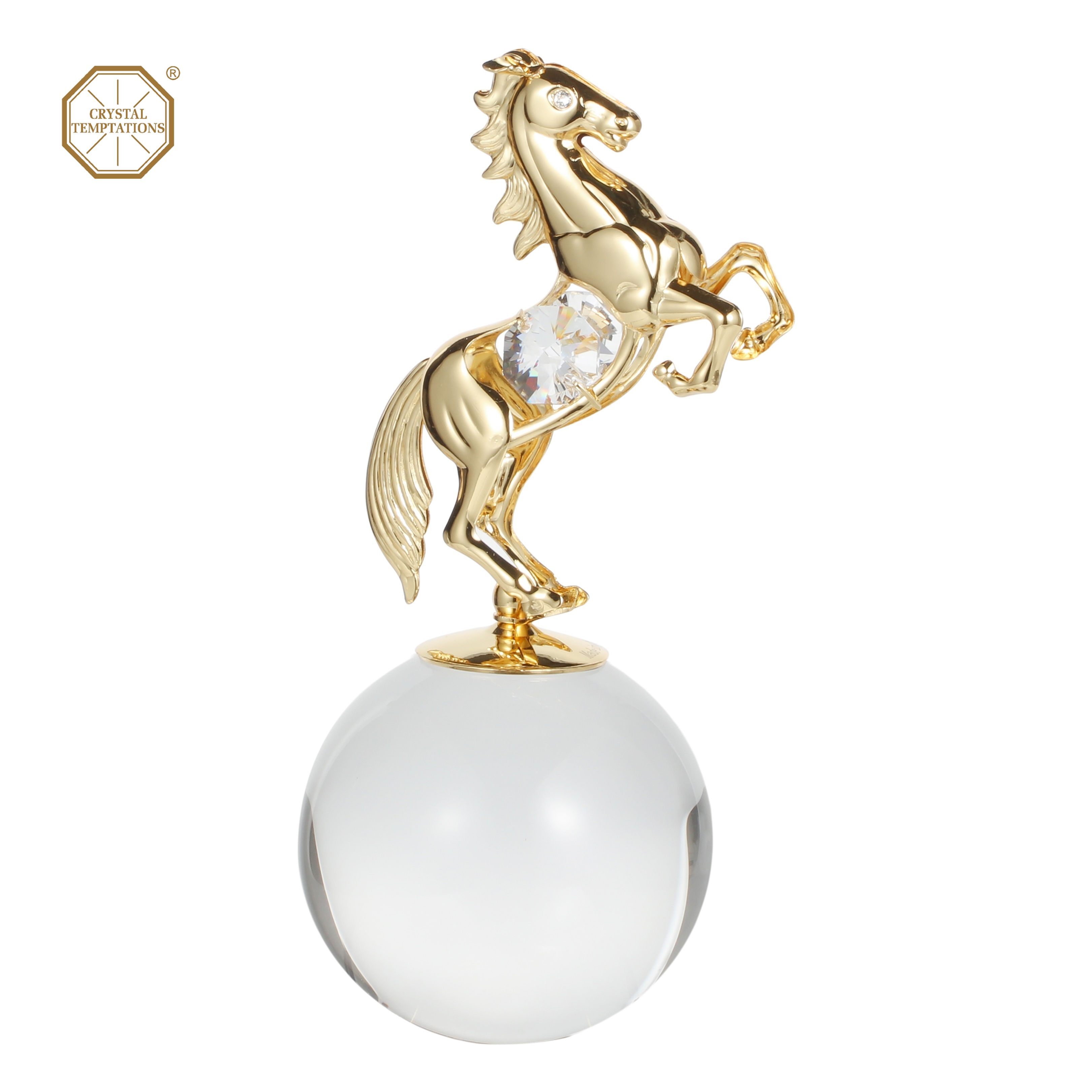 24K Gold plated iron Crystal ball stand decorated  Crystal