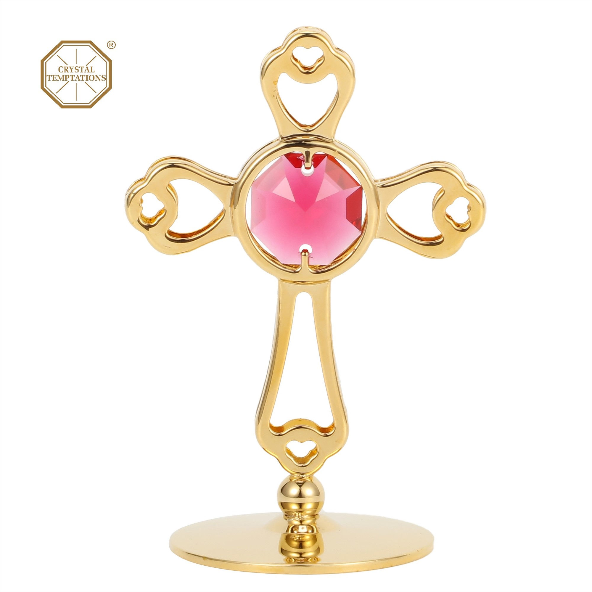 Gold plated iron table decoration (Small Cross)  crystal