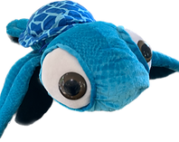 A photo of our blue stuffed animal sea turte.