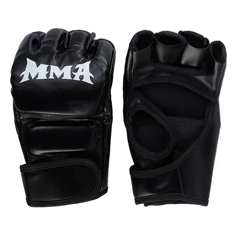 Thumbnail: Professional Boxing Training Gloves Half Finger Leather Cushion for Adult Sanda 