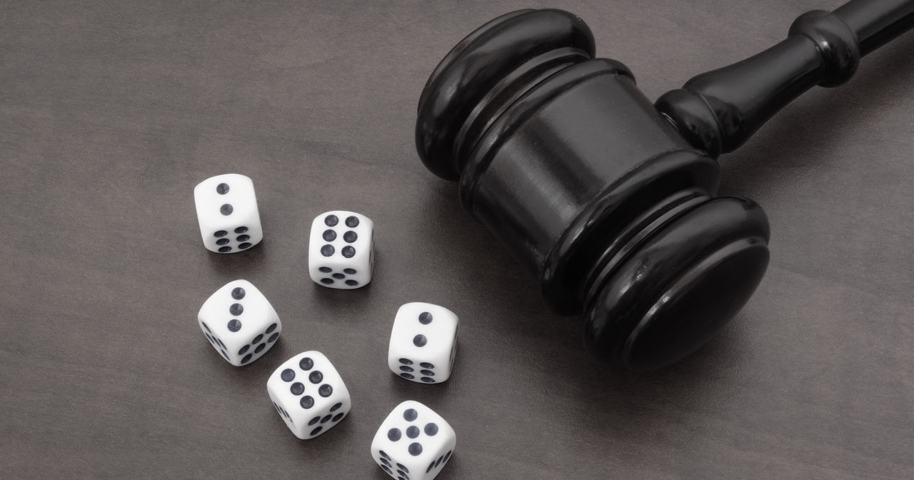 Gambling and justice concept, dices and