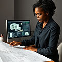 African american woman who is an architect drawing a floor plan in front of a pc.jpg