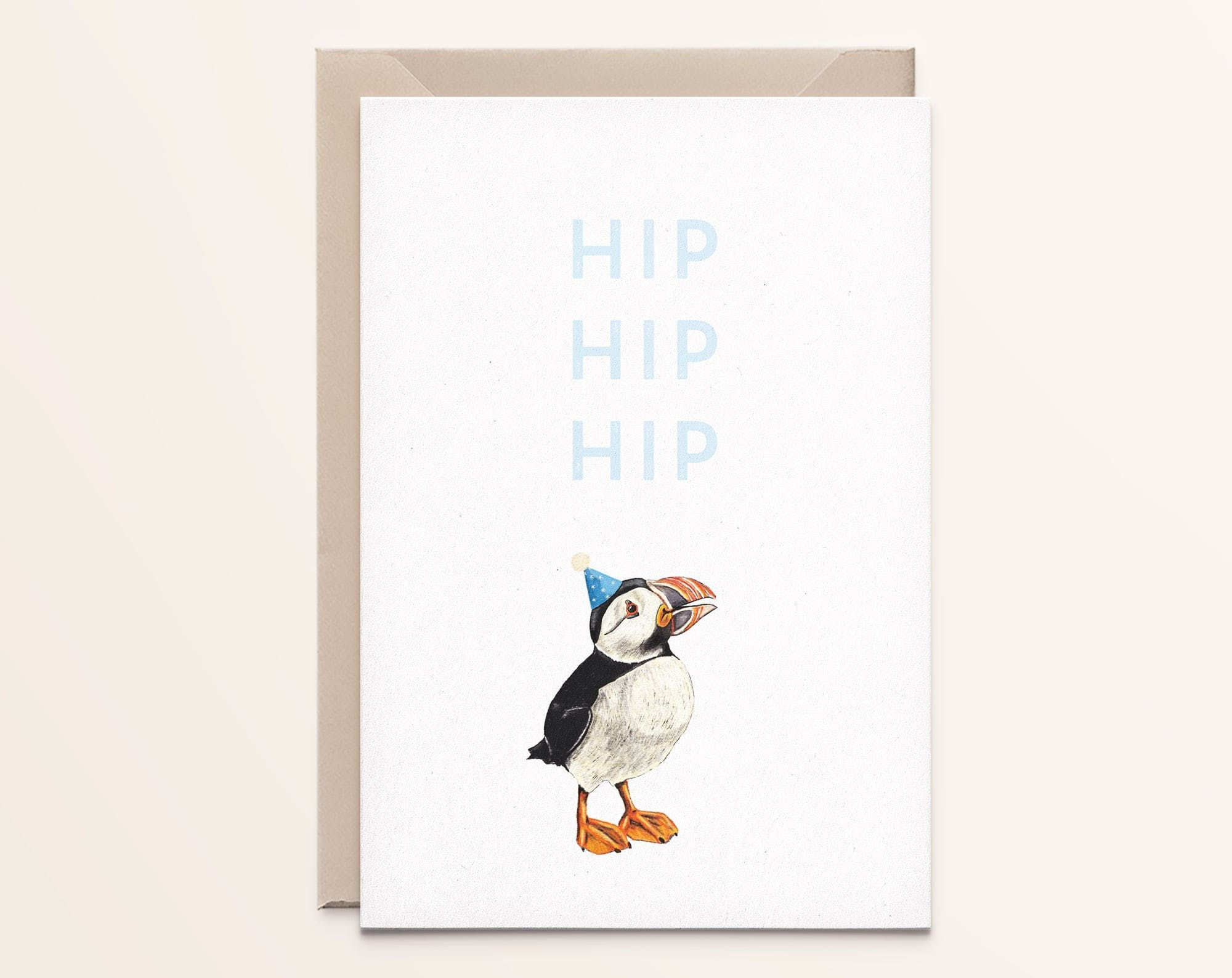 wenskaart -'hip hip hip' papegaaiduiker