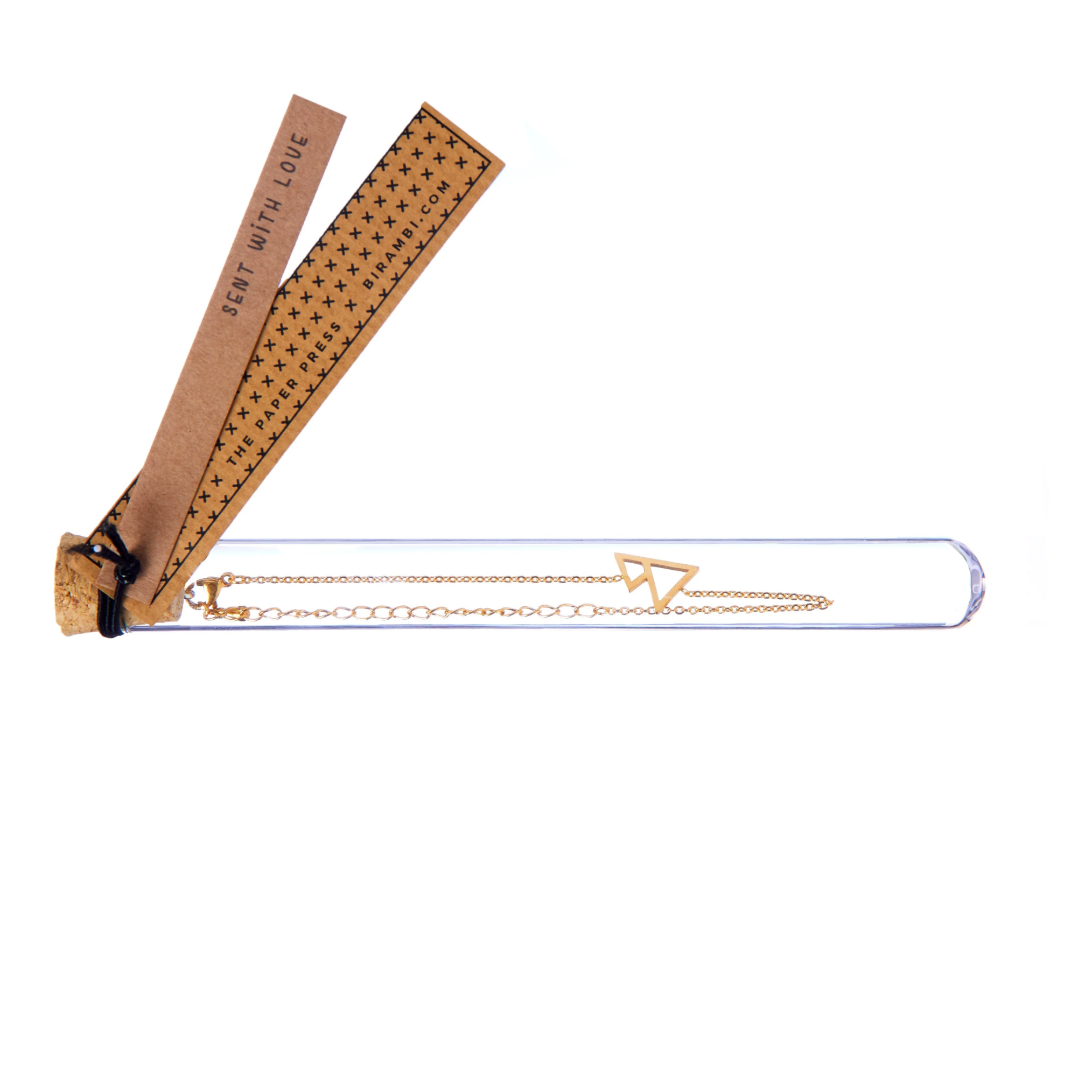 glazen buisje met armbandje - goud bergen