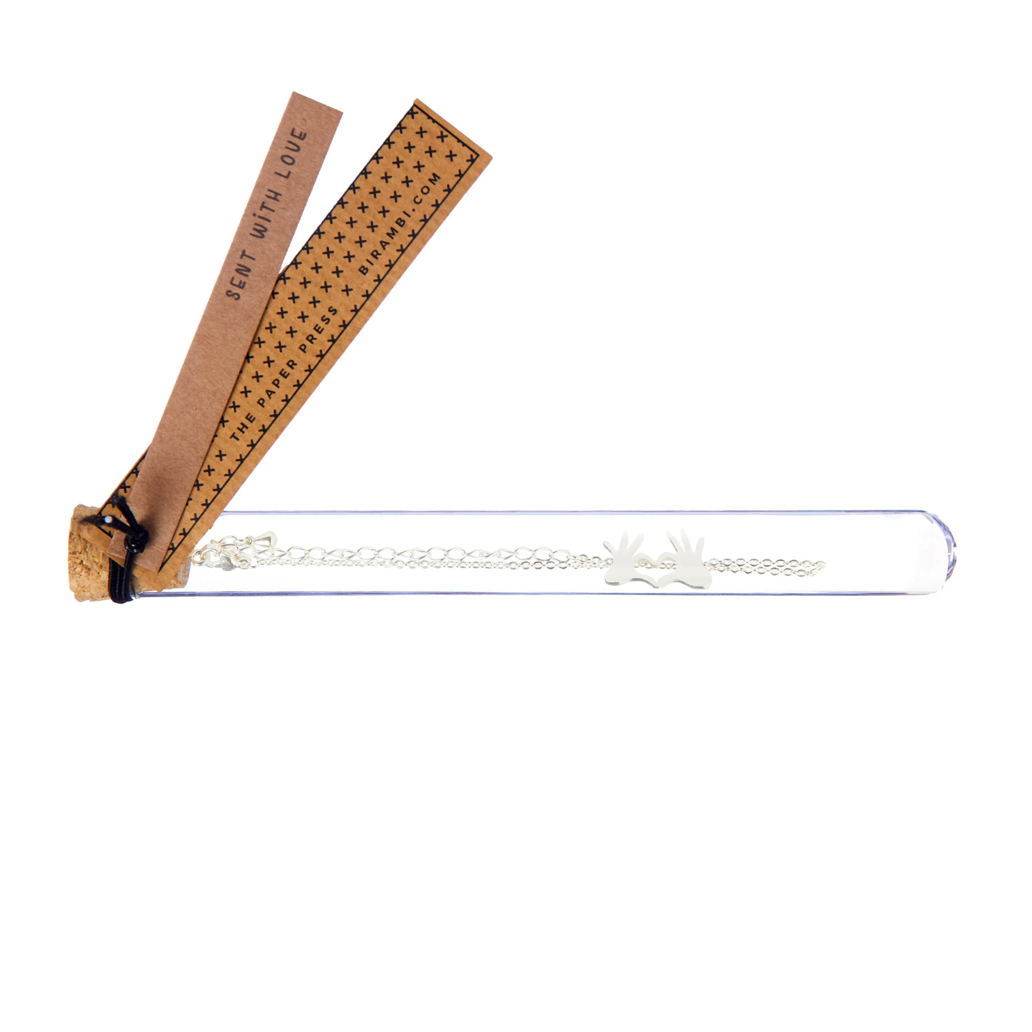 glazen buisje met armbandje - handjes