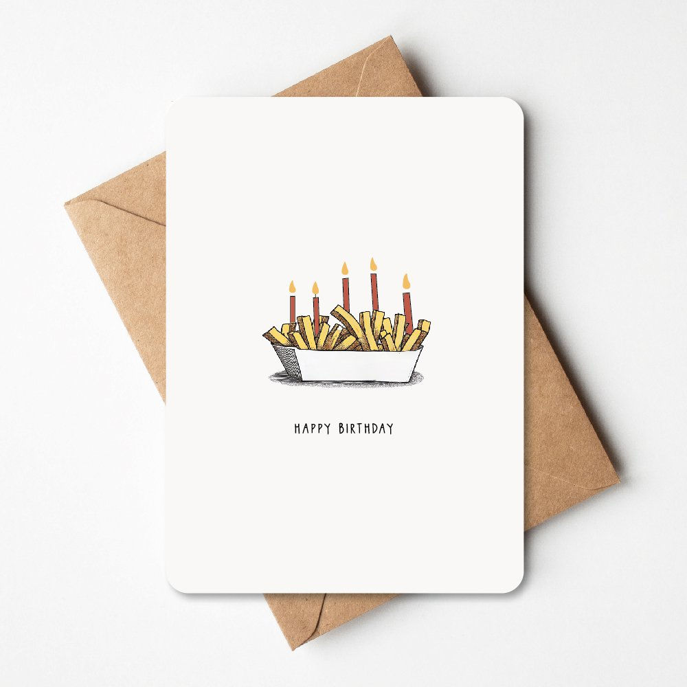 wenskaart - happy birthday friet