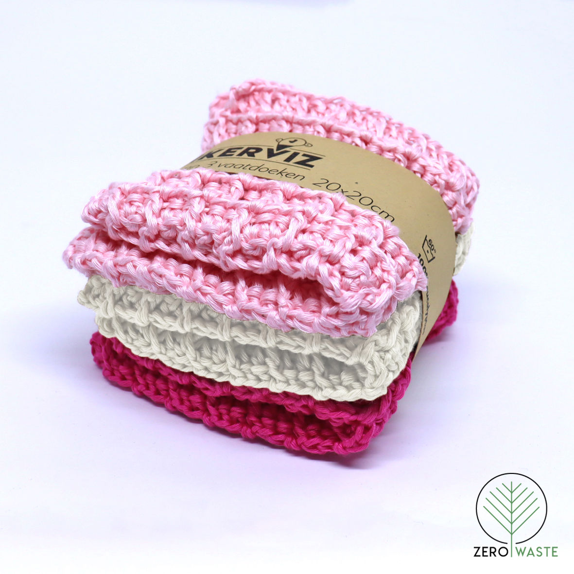 set van 3 vaatdoeken eucalyptus - roze