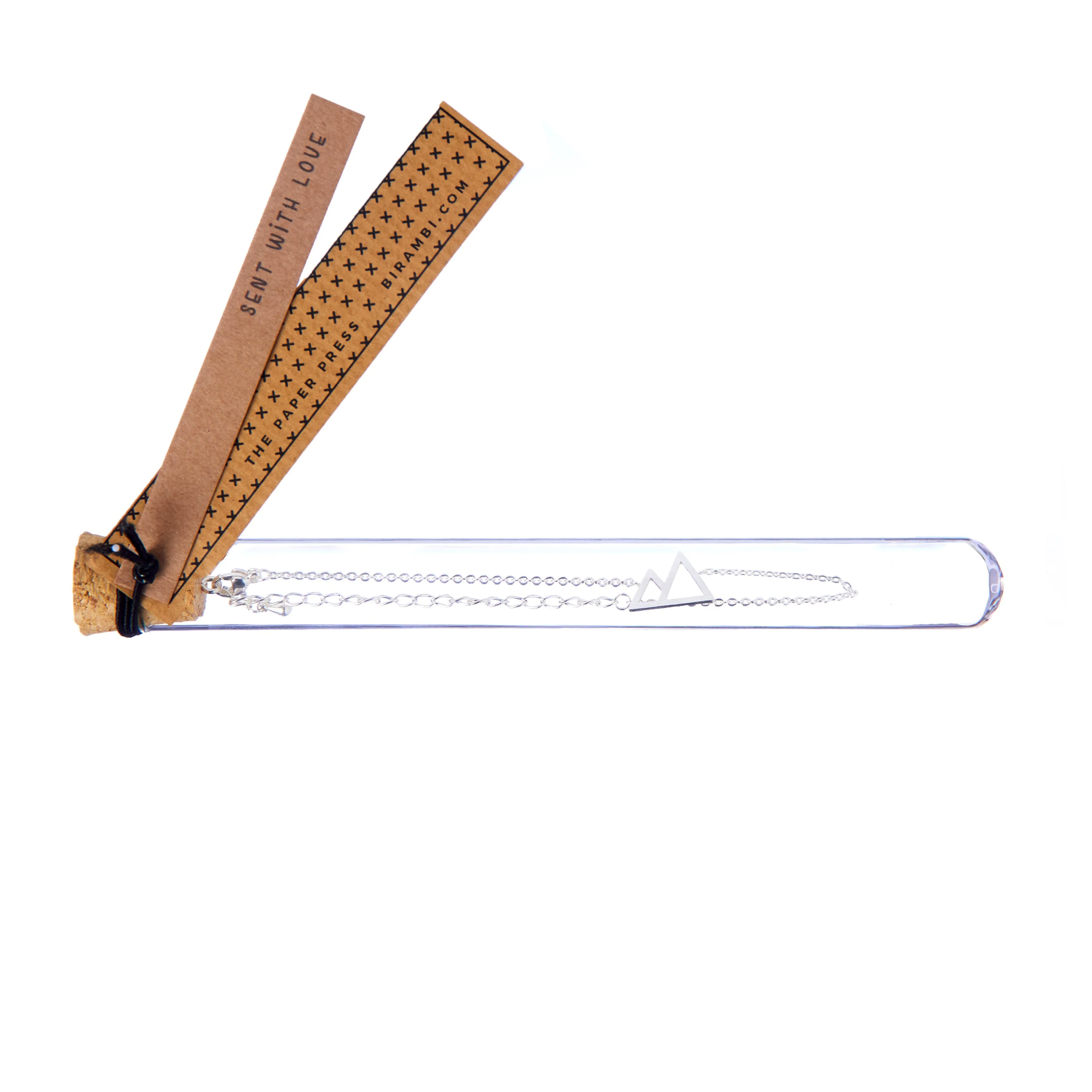 glazen buisje met armbandje - zilver bergen