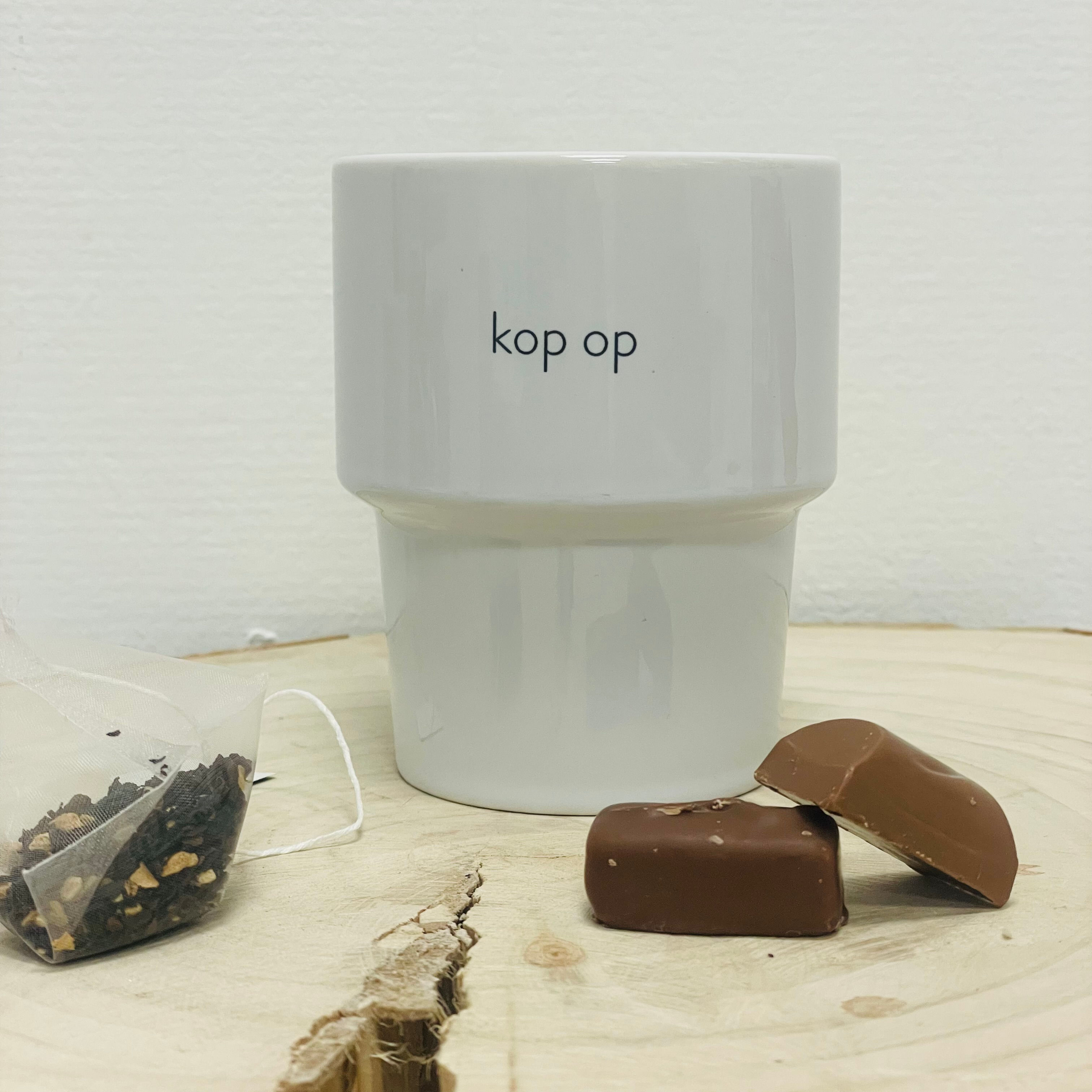 keramieken beker 'kop op'