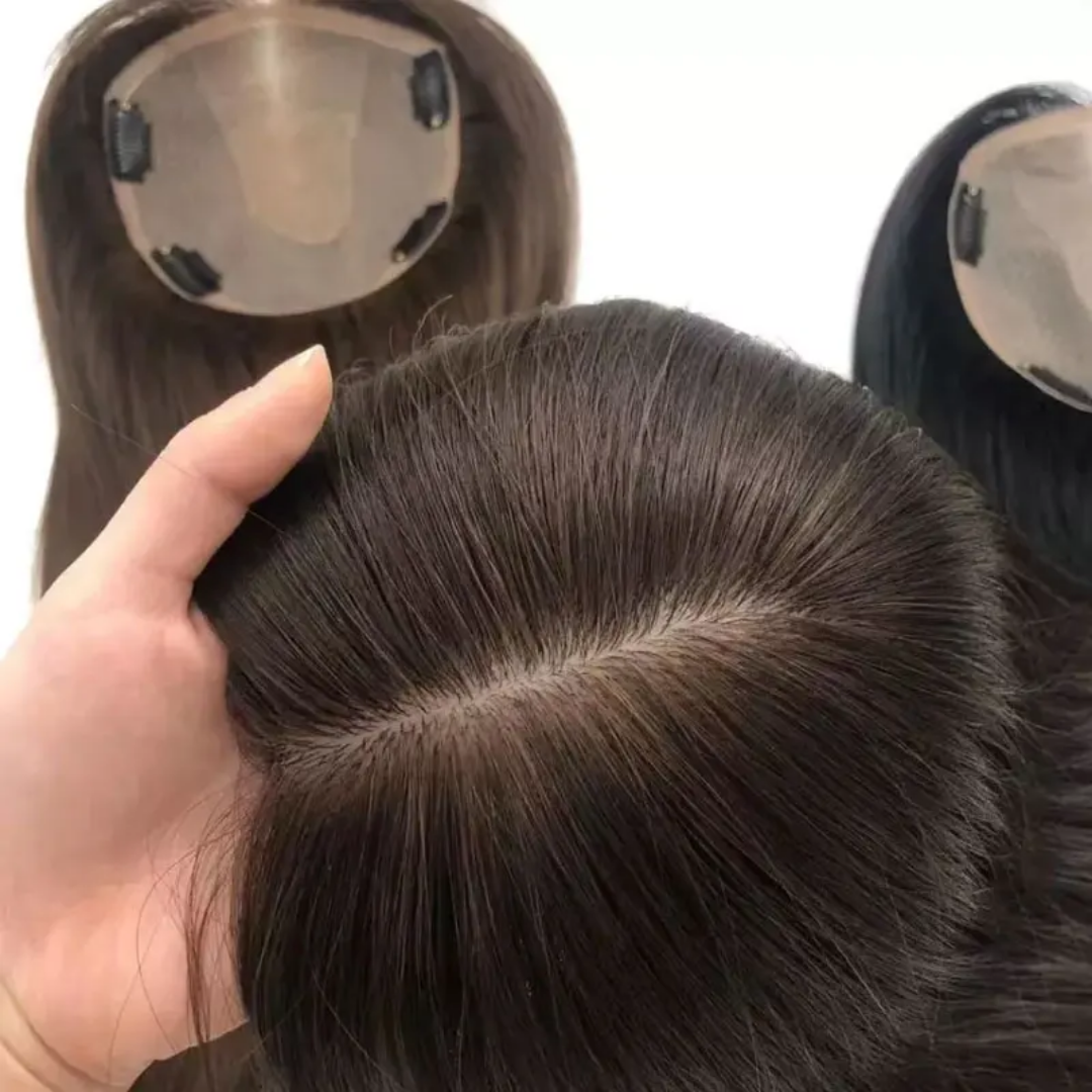 Medium brown 5x5 straight mono lace hair topper