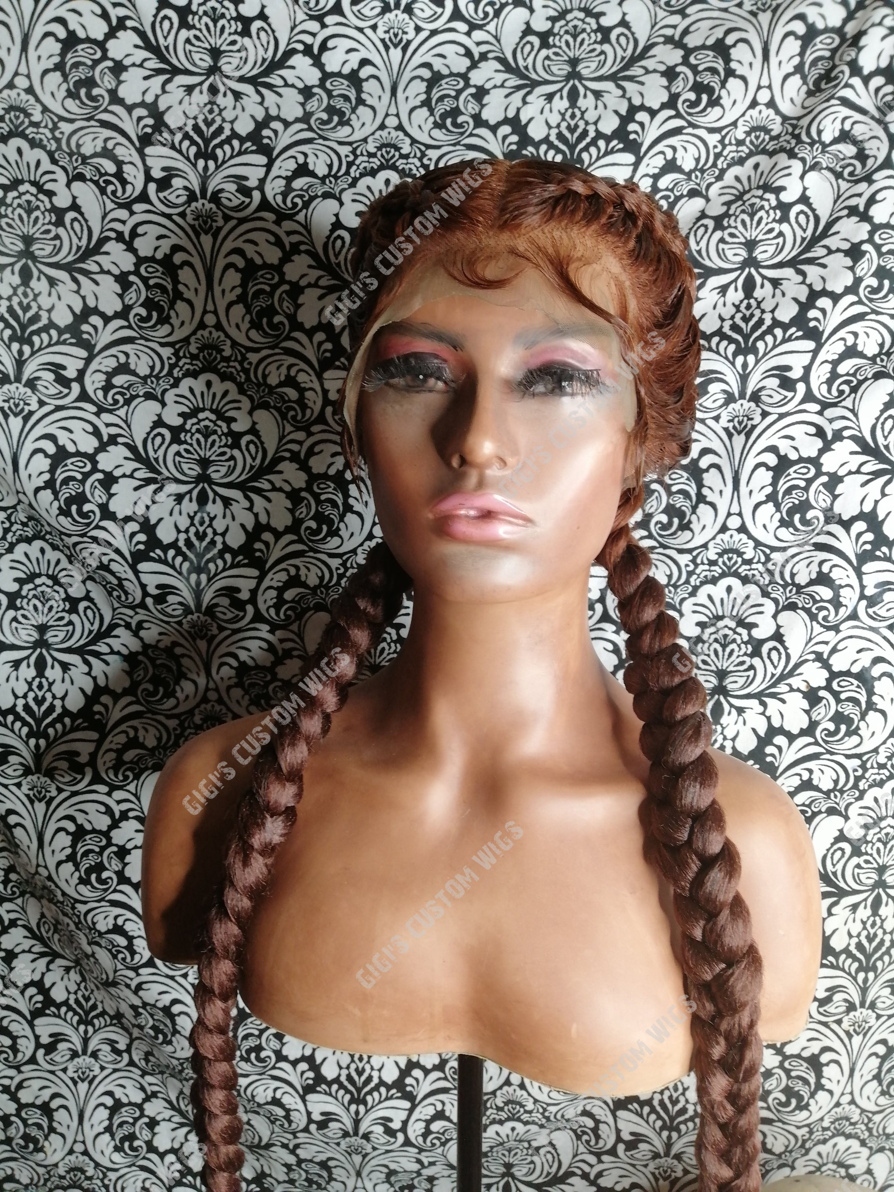 Brown Ginger French Braid Full Lace Wig