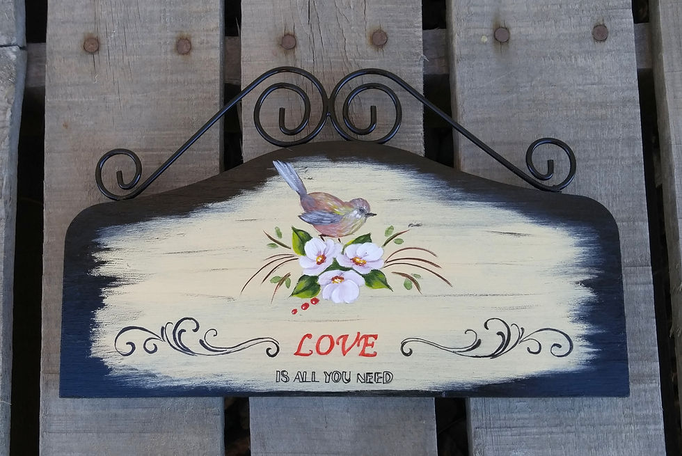 Pine wood surface painted with non-toxic acrylic paints. The painting and design are original. Sever