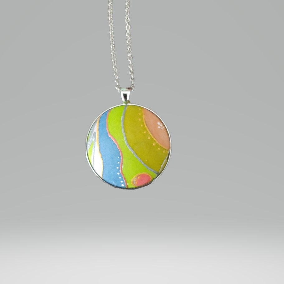 Large Abstract silk necklace 