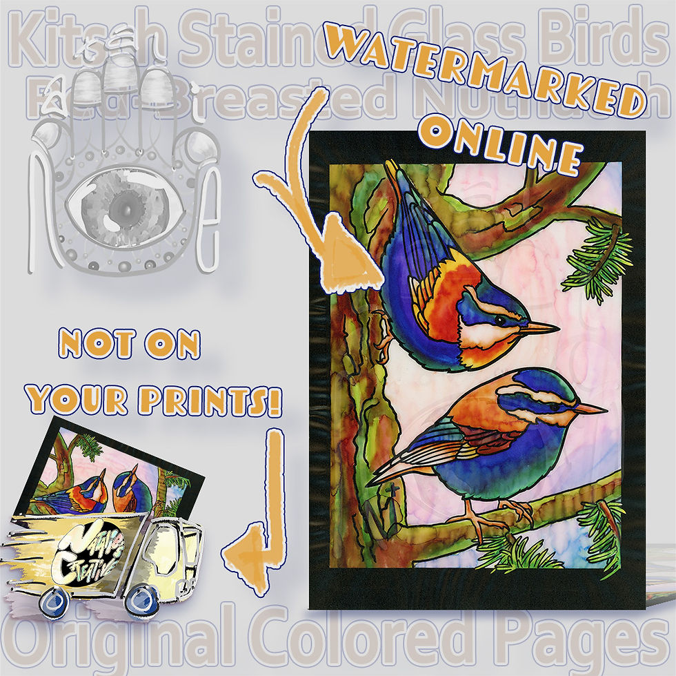 Thumbnail: Red-Breasted Nuthatch 05 ORIGINAL Kitsch Stained Glass Birds Natalie