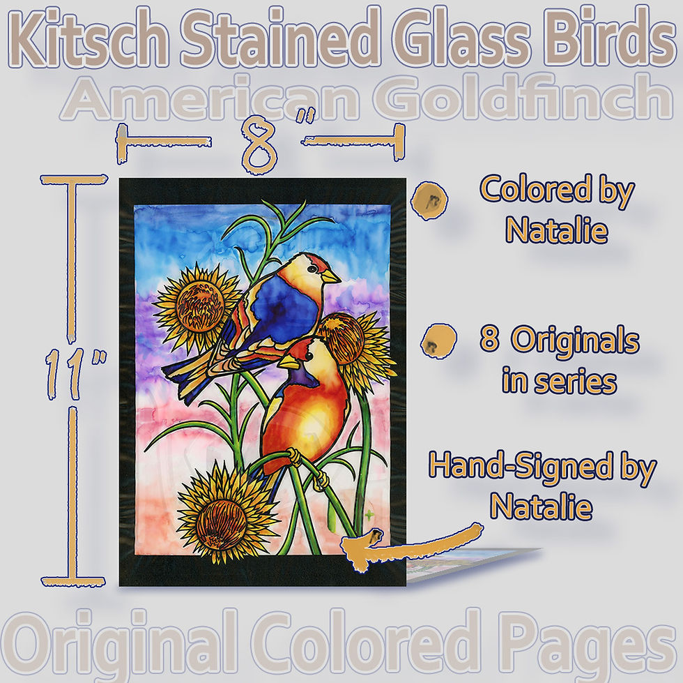 Thumbnail: American Goldfinch 02 ORIGINAL Kitsch Stained Glass Birds Natalie
