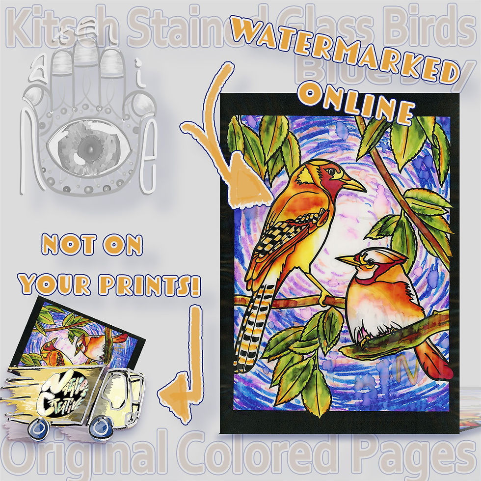 Thumbnail: Blue Jay 06 ORIGINAL Kitsch Stained Glass Birds Natalie