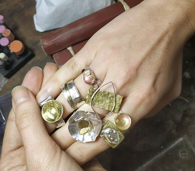 Miniatura: Anillos plata y latón