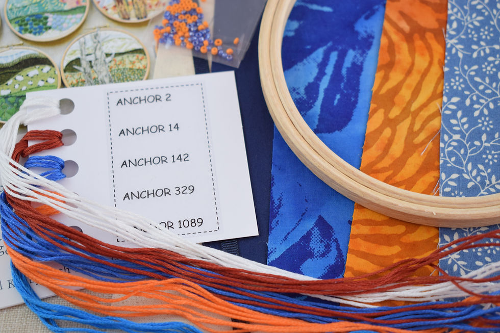 Thumbnail: The Naked Stitchscape Embroidery Kit: Sun Down Combo