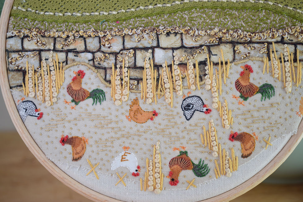 Thumbnail: Hen Pecked Original Stitchscape