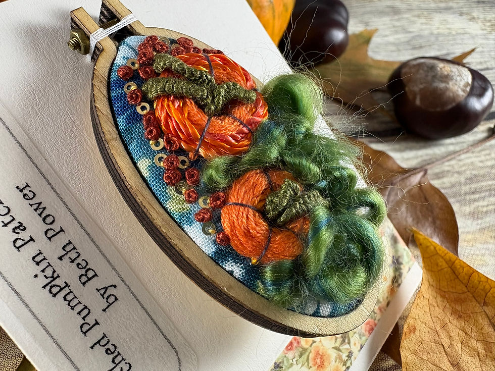 Thumbnail: Hand Embroidered Pumpkin Patch Magnet Large Oval