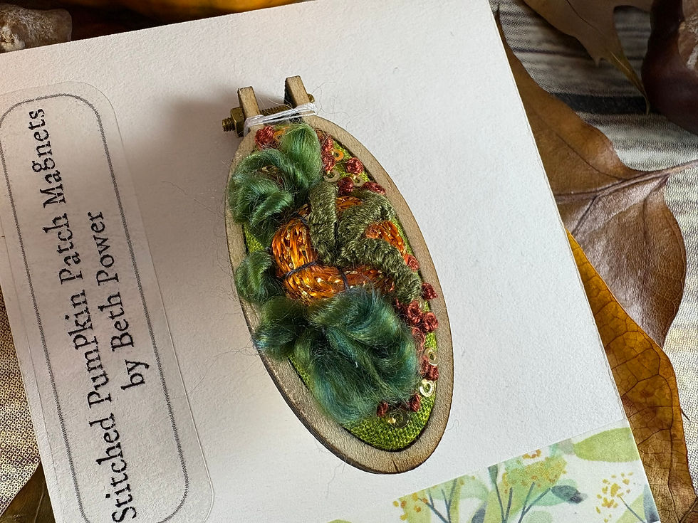 Thumbnail: Hand Embroidered Pumpkin Patch Magnet Small Oval