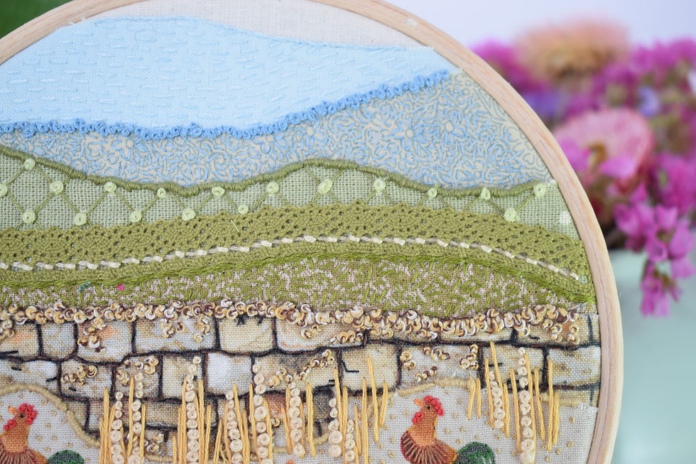 Thumbnail: Hen Pecked Original Stitchscape