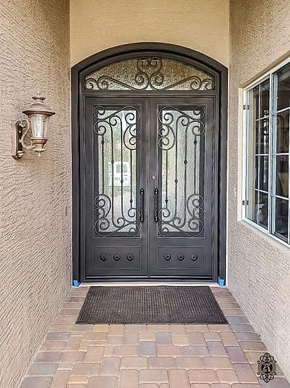 Custom iron entry door handcrafted by Allied Iron in Tempe Arizona