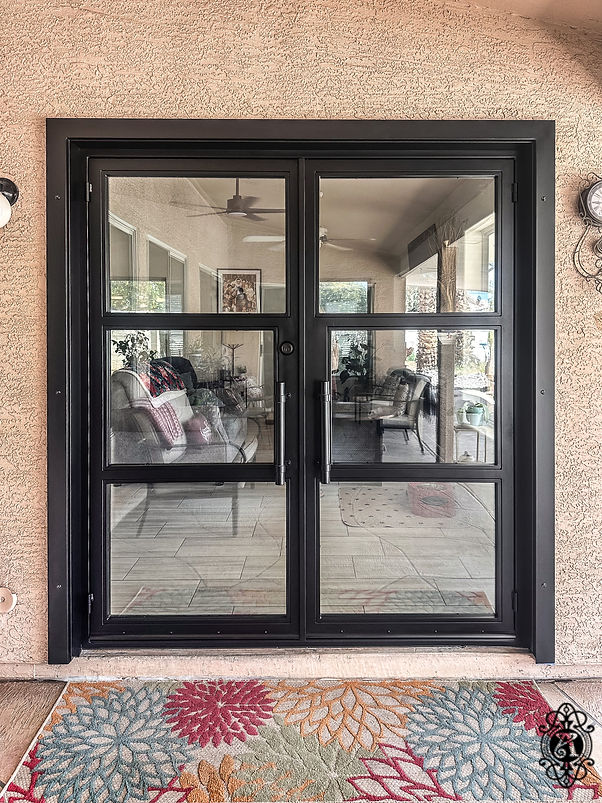 Contemporary Luma iron front door by Allied Iron