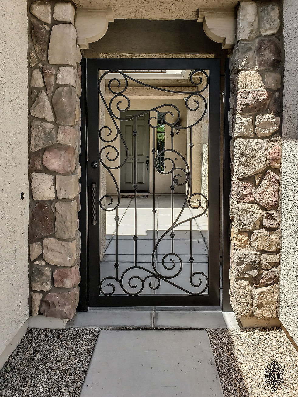Custom iron courtyard enclosure designed and built by Allied Iron in Tempe Arizona