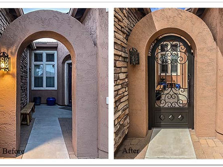 Custom iron courtyard enclosure installed on a Phoenix Arizona home.