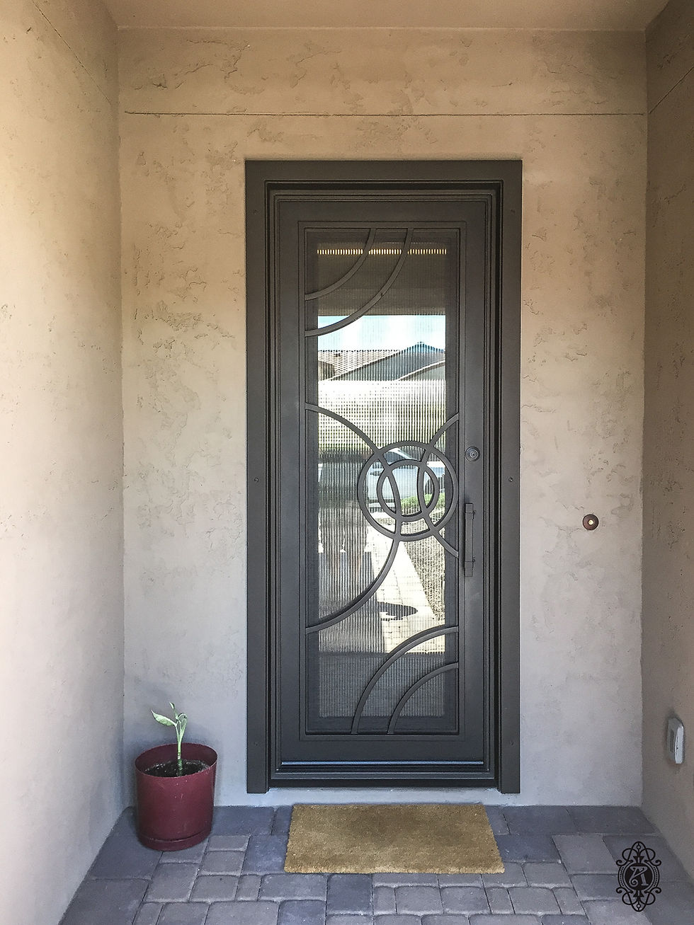 Modern custom iron entry door for Phoenix home
