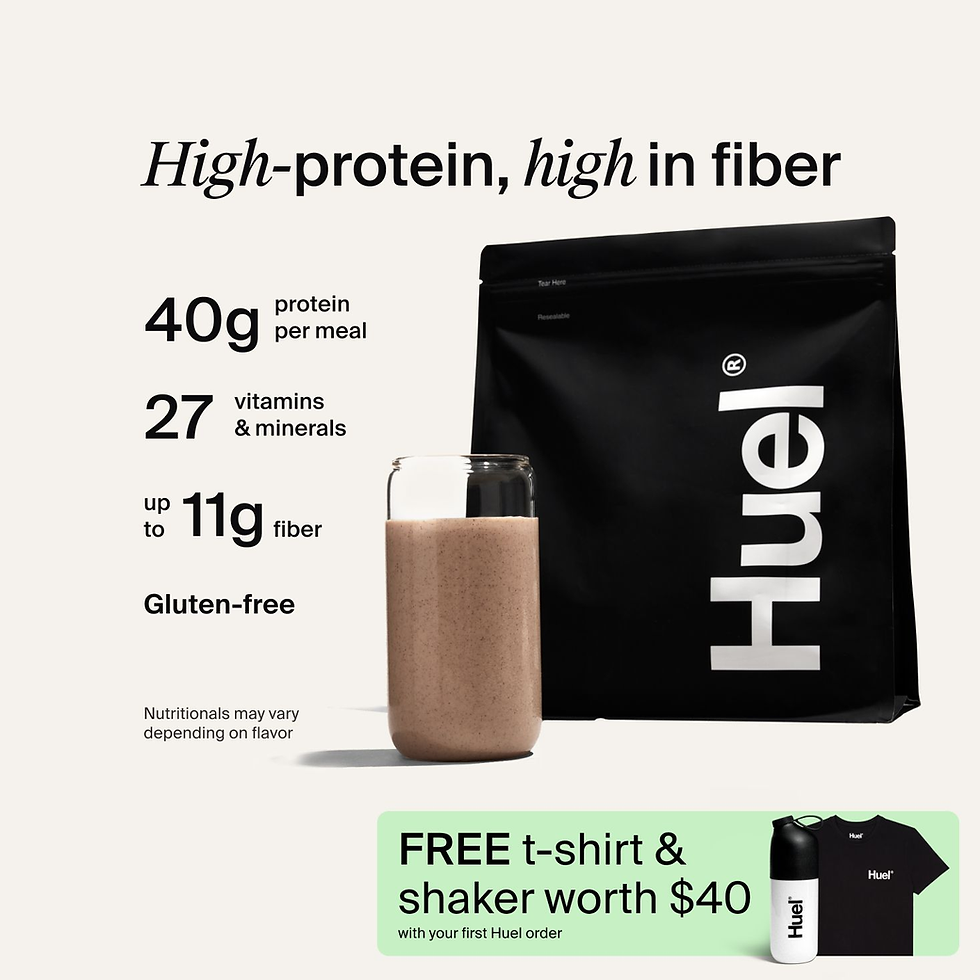 Huel Black Edition meal-replacement powder pouch on a plain background